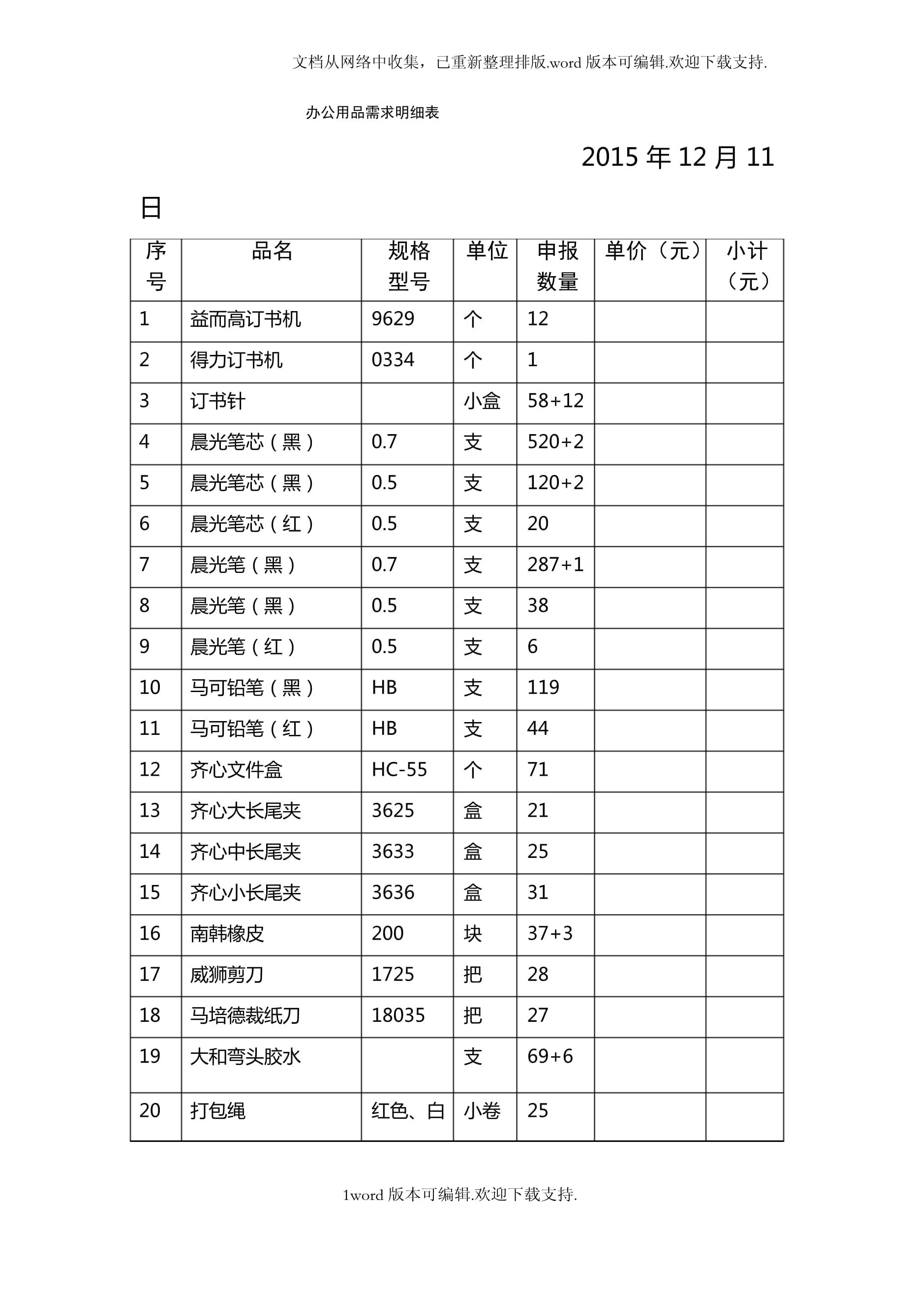 高效辦公從細(xì)節(jié)開始 如何制定與優(yōu)化辦公用品需求明細(xì)表格